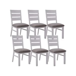 Plumeria Dining Chair Set of 6 Solid Acacia Wood Dining Furniture - White Brush