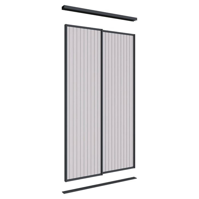 Lugna 2100 x 1200mm Black VJ Panels Wardrobe Double Sliding Doors