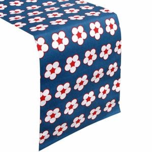 IDC Homewares 100% Cotton Printed Table Runner Cotton Bud Navy