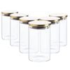 Argon Tableware Glass Storage Jar - Gold Lid - 1l - Modern Round Scandi Organisation Container Glass Jar - Set Of 6