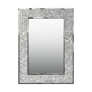 Best World 77cm x 57cm Silver Amaz Shell Frame Rectangular Mirror