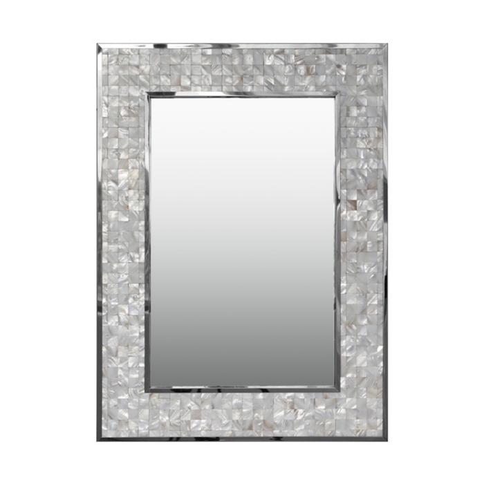 Best World 77cm x 57cm Silver Amaz Shell Frame Rectangular Mirror