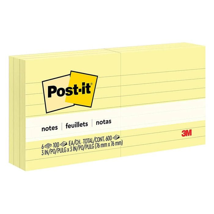 Post-it Notes Lined 76x76mm (6pk) (Yellow)