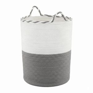 Artiss Woven Laundry Basket With Handles Cotton Rope Foldable White & Grey