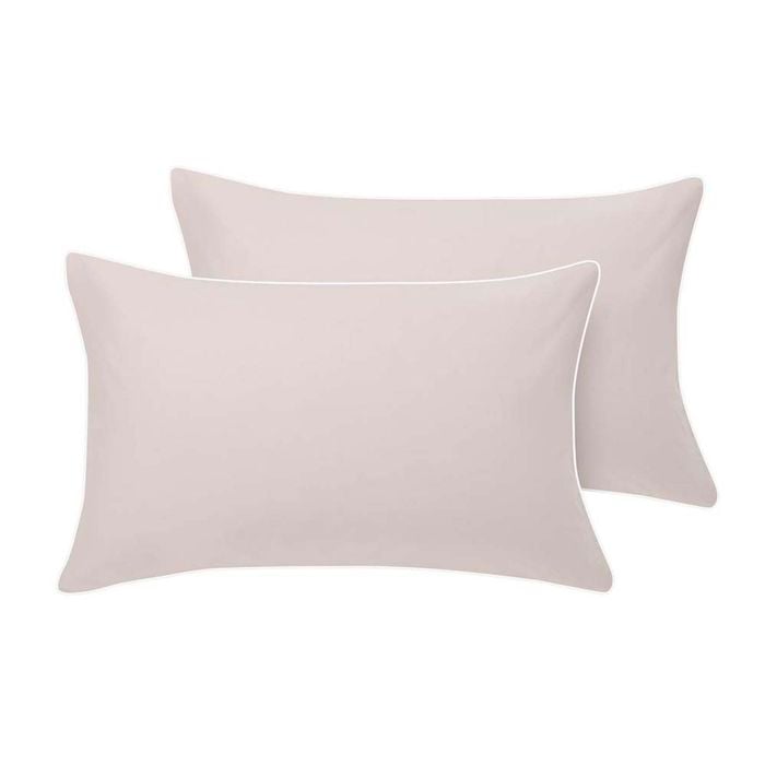 Accessorize Bedroom Collection Hotel White/Natural Deluxe Cotton Piped Pair of  Pillowcases