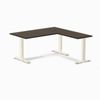 Desky Fixed Height Bamboo L-Shape Office Desk Wheat Frame 150x155cm - Dark Bamboo