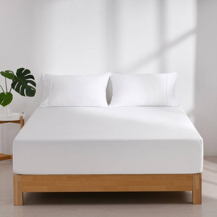 Dreamaker Superfine Washed Microfibre Combo Fitted Sheet Set White Double Bed