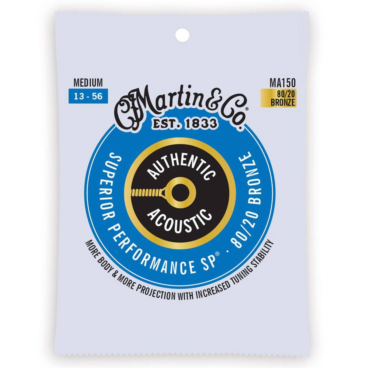 Martin Guitar MA150 Authentic Acoustic Strings 80/20 Bronze Medium ...