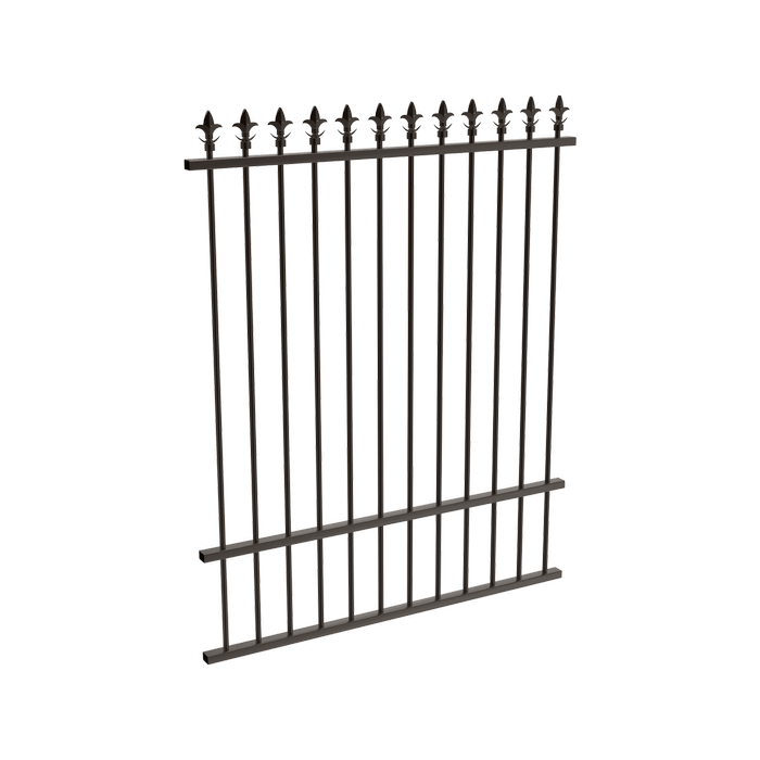 ProtectorAl 350 - 1200 x 1500mm Black Aluminium Pool Fence Panel Spear Top With Mid Rail - Black 350-1200mm