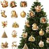 Catzon 24Pcs Gold Christmas Decorations Santa Xmas Tree Ornaments Hanging Set