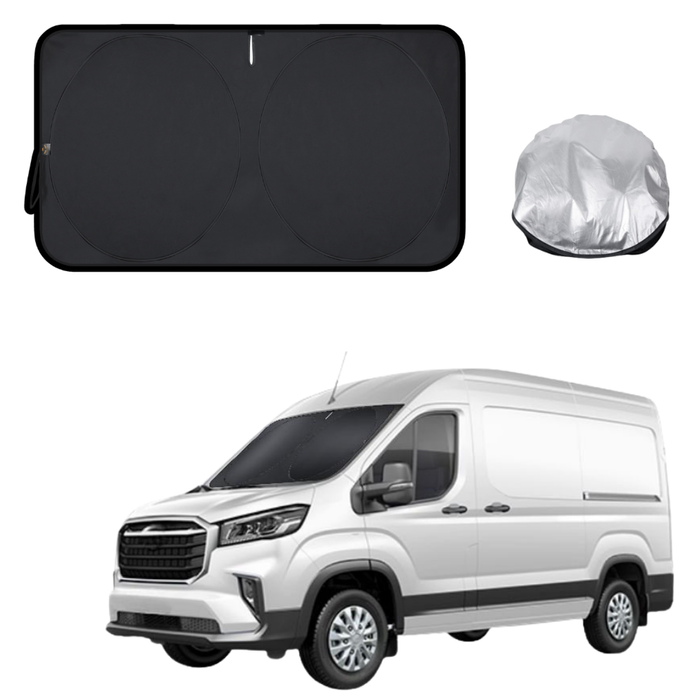 Front Windscreen Sun Shade for LDV Deliver 9 Cab 2019 - Current - XL 160 x 100 cm - Black