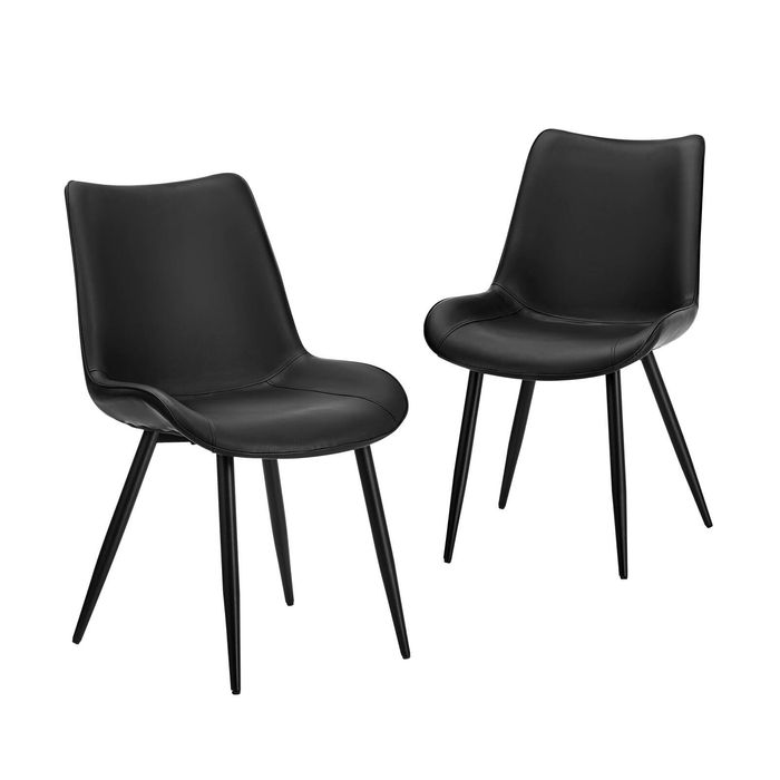 Oikiture Set of 2 Dining Chairs Kitchen Accent Chairs Upholstered PU Leather