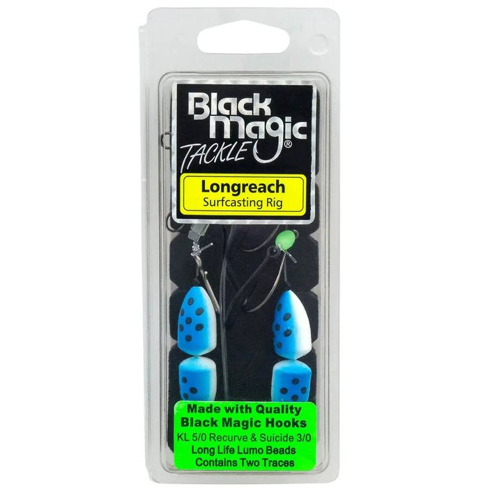 Black Magic Longreach Pre Made Surf Bottom Pulley Fishing Rig Blue / White Float