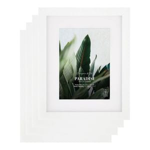 Cooper & Co. 8 x 10inch Mat to 5 x 7inch Set of 4 White Premium Paradise Wooden Photo Frames