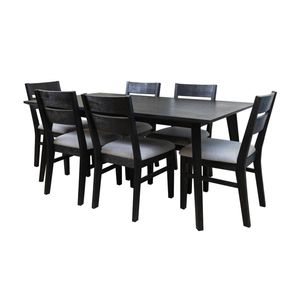 Ellen 7pc Dining Set 180cm Table 6 Chair Black