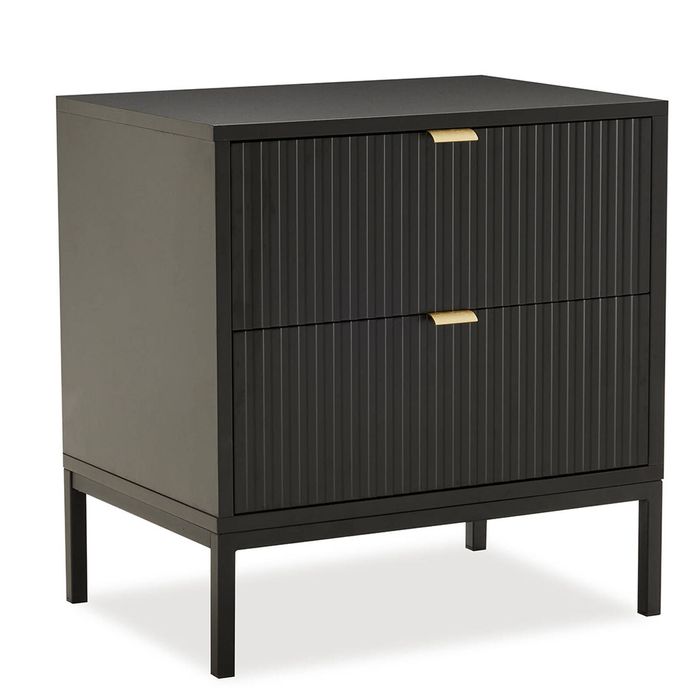 Big Lot Black Imani 2 Drawer Bedside