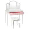 Costway Kids Wood Dressing Table Stool Set W/mirror White