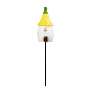 28cm Northcote Pottery White & Yellow Fairy House Stake