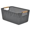 Stakt 9L Grey Mesh Storage Basket With Bamboo Handles