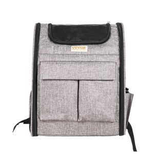 VEVOR 425x355x280mm Cat Carrier Grey with Wheels Rolling Pet Handle