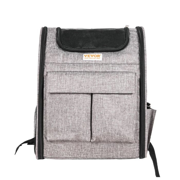 VEVOR 425x355x280mm Cat Carrier Grey with Wheels Rolling Pet Handle
