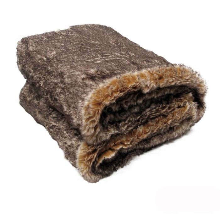 Sia Luxury Range Faux Fur Throw Rug 127 x 152 cm Cape Fox