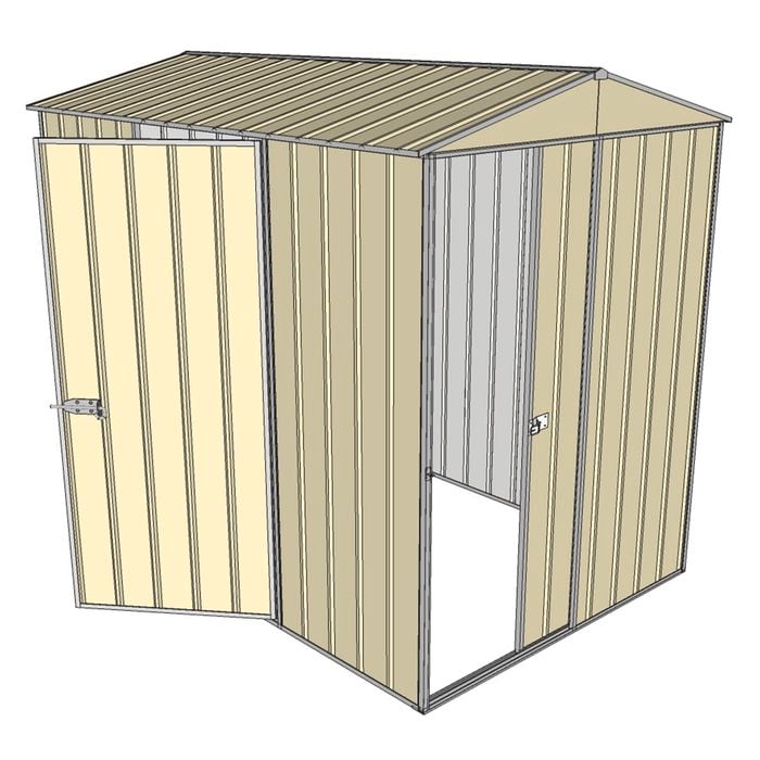Build-a-Shed 1.5 x 2.3 x 2.3m Single Hinged Side Door Gable Shed - Cream