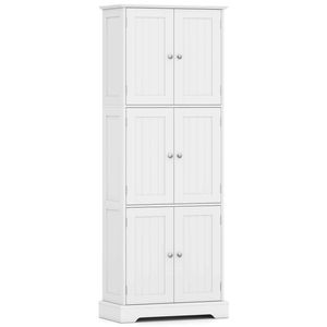 Costway Bathroom Closet Storage Cabinet 160cm Cleaning Tool Cabinet-White