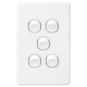 DETA S-line Five Gang Vertical Wall Switch