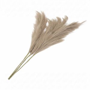 Santaco Pampas Grass Artificial 3Pcs 116cm Fluffy Faux Silk for Vase Brown