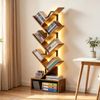 Ufurniture 6-tier Tree Bookshelf Narrow Bookcase Floor Standing Display Shelf  Storage Bookshelves Organizer Rustic Brown