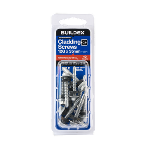 Buildex 12G x 35mm Class 3 Cladding Screws with Seal - 10 Pack