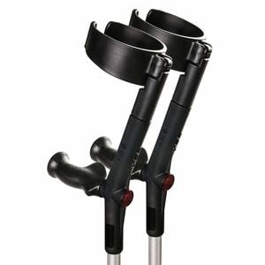 Forearm Crutches With Safety Cuff & Hinge, Lightweight & Adjustable - Black