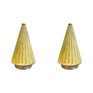 2PK LVD Glass/Metal Lantern LED Tree 19.5cm Christmas Decor - Lemonade