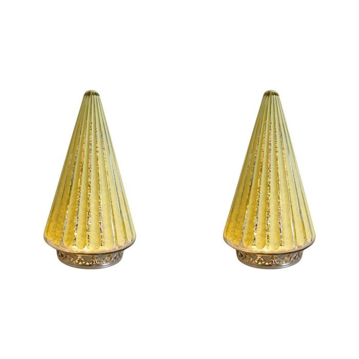 2PK LVD Glass/Metal Lantern LED Tree 19.5cm Christmas Decor - Lemonade