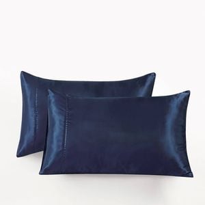 CleverPolly Satin Pillowcases - Navy Blue, 48cm x 73cm (Twin Pack)