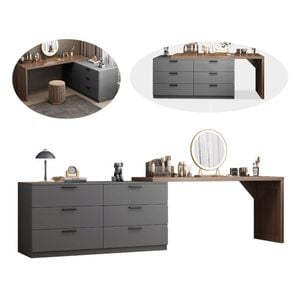 Foret Luxurious Office Desk Extendable L-shape Home Study Lowboy Storage Cabinet