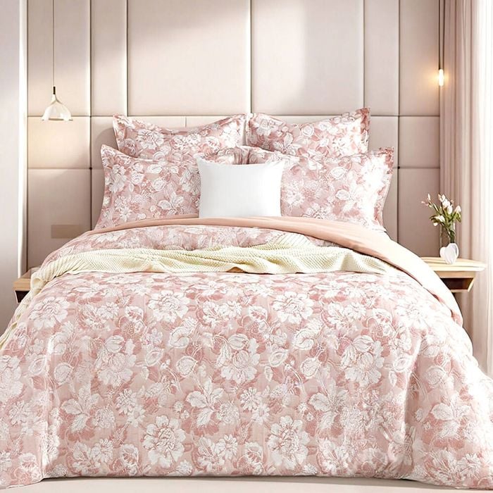 Renee Taylor Aura Jacquard European Square Pillowcase 65x65cm Blush