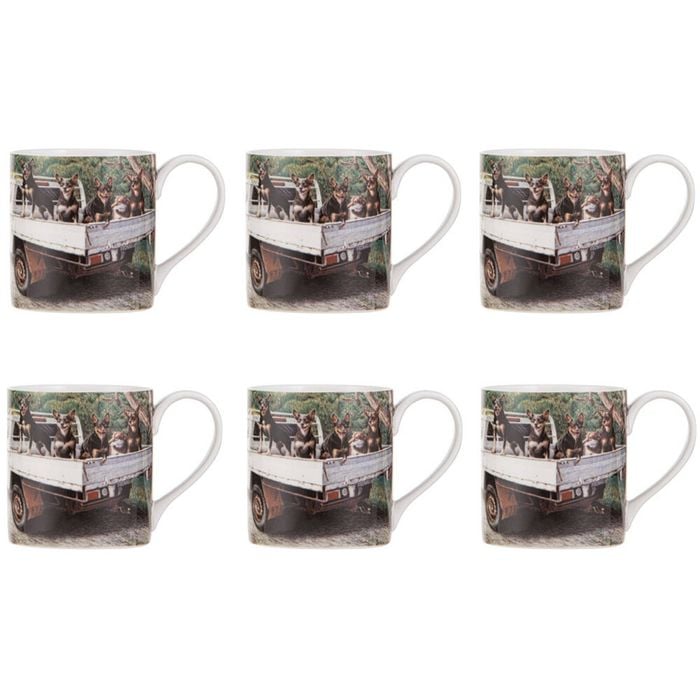 6PK Ashdene Working Dogs Ute New Bone China Coffee Tea Drinking Mug 380ml