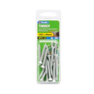 Zenith 10G x 40mm Galvanised Countersunk Head Timber Screws - 18 Pack