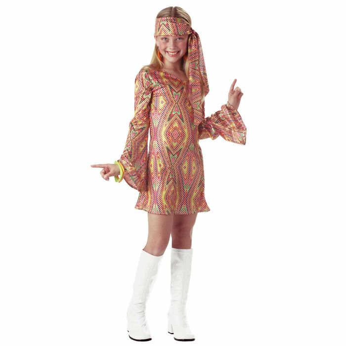 Disco Dolly 1960s 1970s Hippie Hippy Go Go Retro Book Week Girls Costume XL