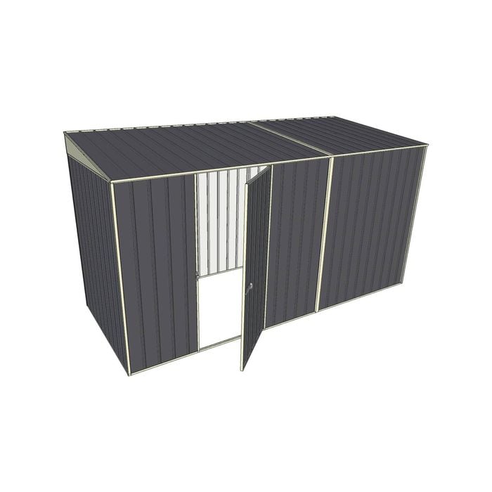Build-a-Shed 1.5 x 3.7 x 2m Single Hinged Side Door Skillion Shed - Grey