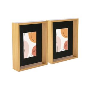 Nicola Spring 3d Deep Box Photo Frames - 8 X 10" With 4 X 6" Mount - Light Wood/black - Pack Of 5