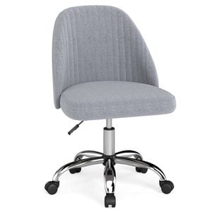 Costway Desk Chair Padded Office Chair Swivel Vanity Chair Grey