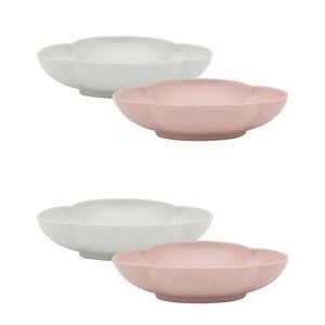 2x 2pc Ecology Matte Porcelain Bloom Oval Dip Bowls 12 x16cm Birch, Pink Salt