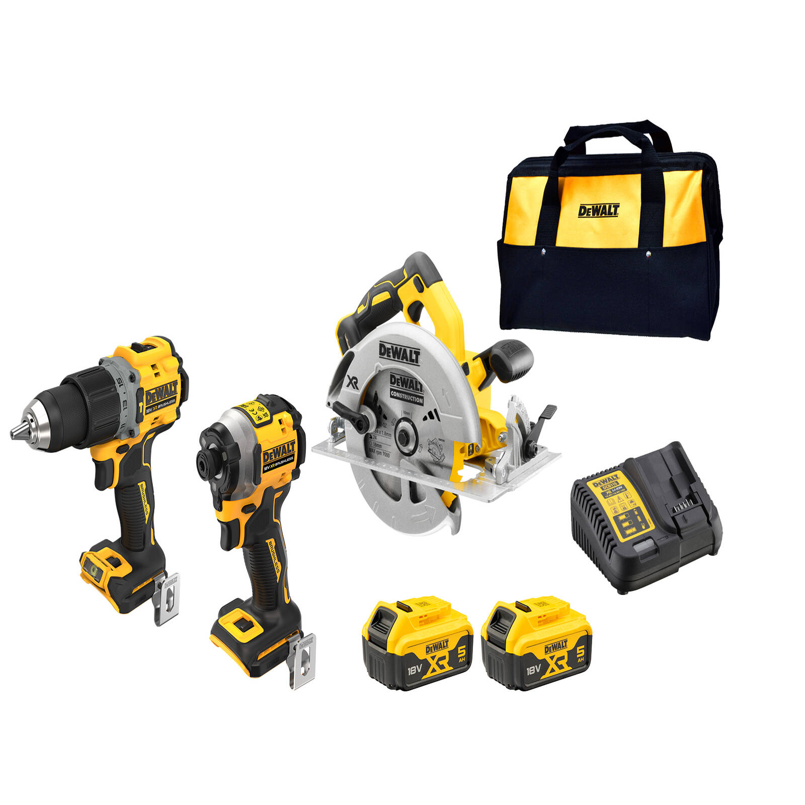 DeWALT 18V Cordless Brushless 5.0AH 3 Piece Combo Kit product image