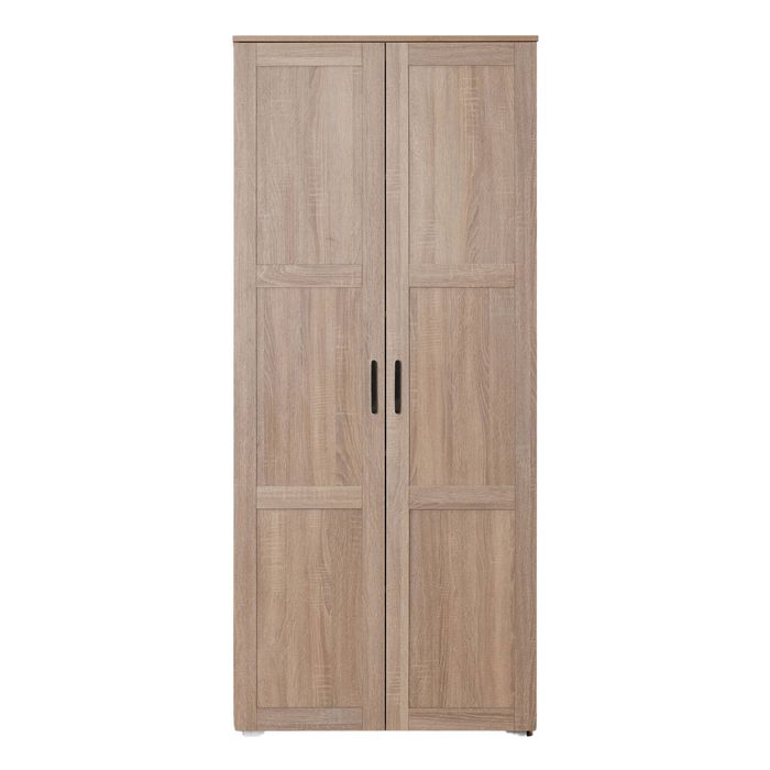 European Cabinetry Hamptons Natural Oak Scandi Black Stockholm Storage Cupboard