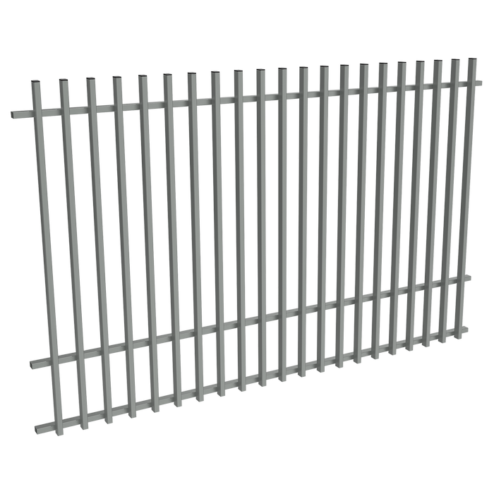 ProtectorAl 1201-2399W x 1500H Palladium Silver Aluminium Batten Pool Fence Panel with Mid Rail