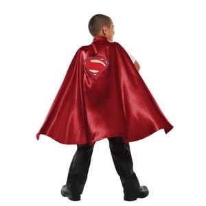 Superman Cape for Kids Deluxe Satin with Embroidered Logo Official DC, 6-PLUS