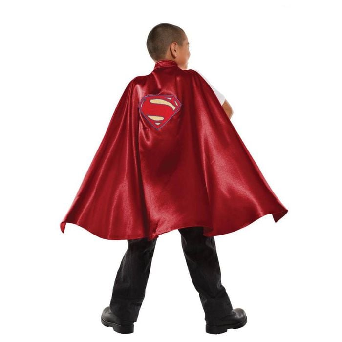 Superman Cape for Kids Deluxe Satin with Embroidered Logo Official DC, 6-PLUS